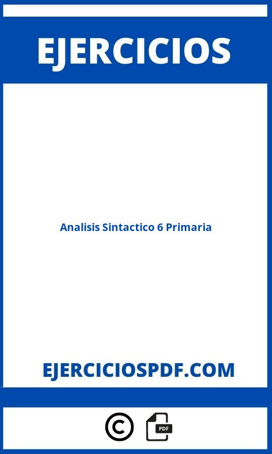 Analisis Sintactico 6 Primaria Ejercicios Pdf